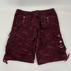 Xray Jeans Mens Burgundy Camo Cargo Shorts Size 30 Tactical Utility Maroon